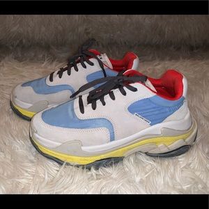 Balenciaga Suede-Trimmed Triple S Sneakers Grey